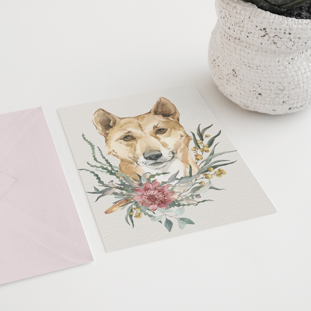 Watercolor Floral Dingo Illustration Wall Art Print Poster Unframed - Picture 8 of 9